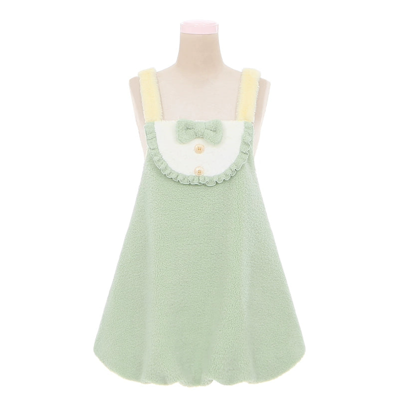 Tian Qu Quack Plush Bud Strap Skirt + Striped Undershirt