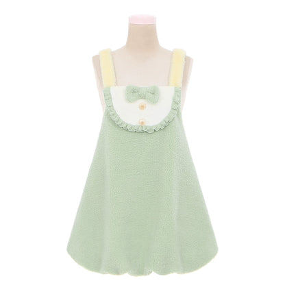 Tian Qu Quack Plush Bud Strap Skirt + Striped Undershirt