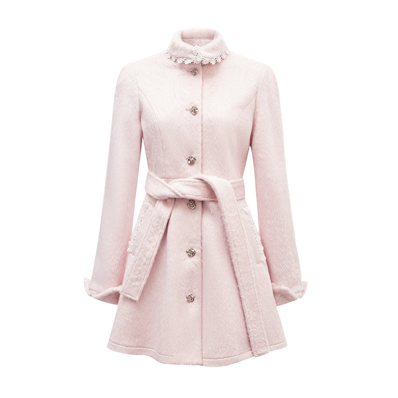 Pink Lace Wrap Coat