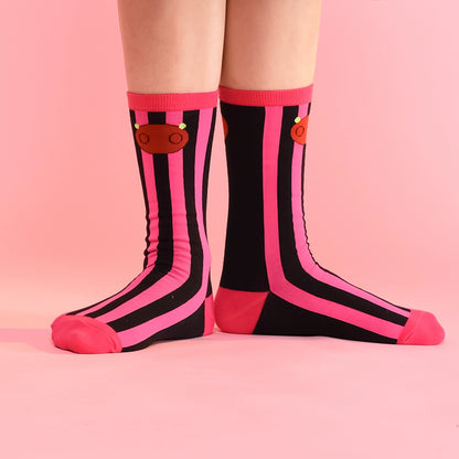 Year of the Pig Red Striped Jacquard Socks