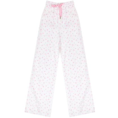 Rabbit Print Wide-Leg Pants | Retro High Waist Slim Fit Casual Style