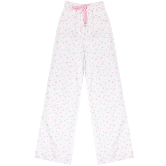 Rabbit Print Wide-Leg Pants | Retro High Waist Slim Fit Casual Style