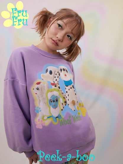 Dalmatian Fleece Sweatshirt | Oversized Purple Winter Pullover