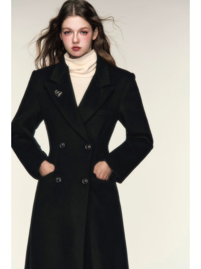 Hourglass Waist Fleece Long Coat - French Luxury