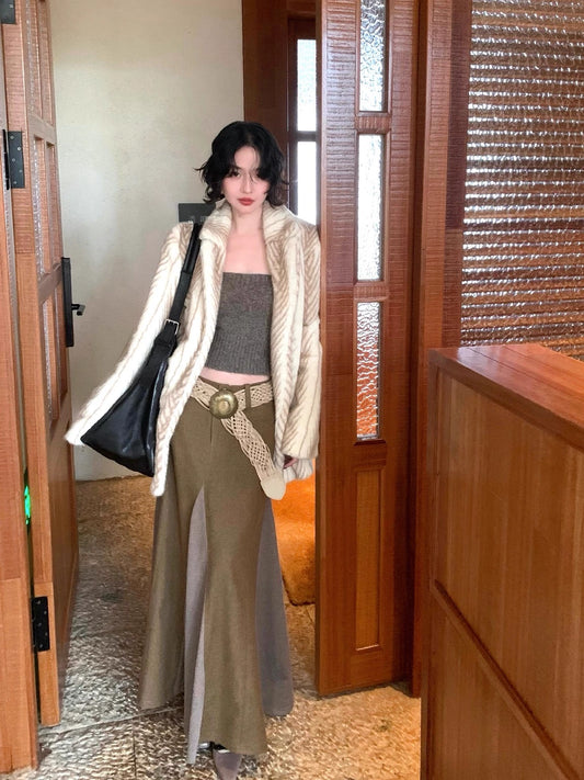 Oil Painting Gardenia Eco-Fur Jacket – Hong Kong Retro Fall/Winter 2025