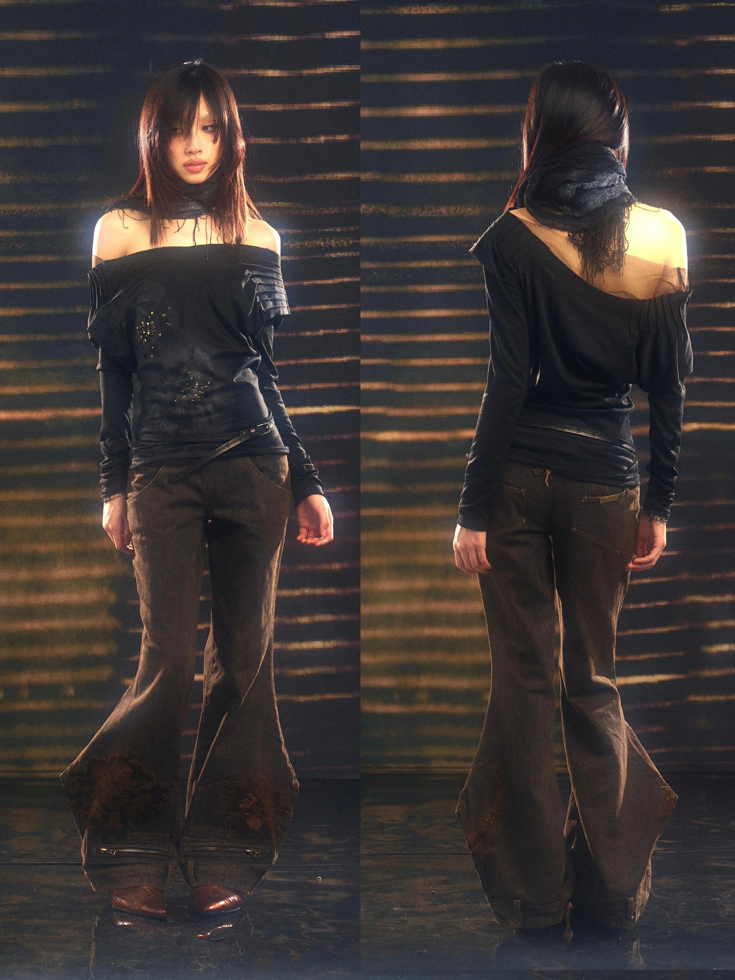 Metallic Swing Neck Printed Top – Retro Chic Fit