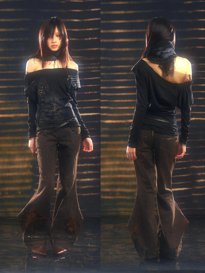 Metallic Swing Neck Printed Top – Retro Chic Fit