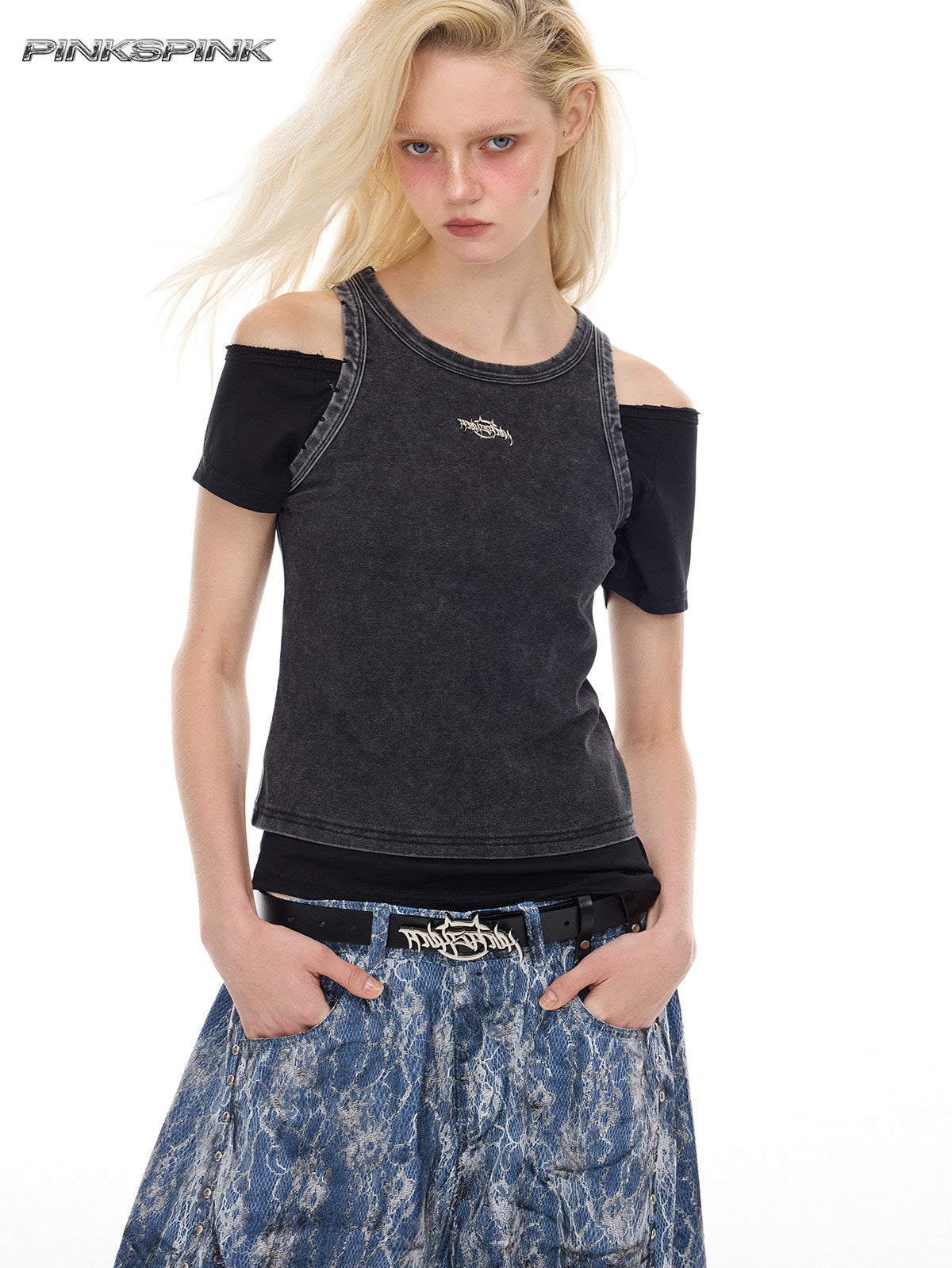 Metal Logo Stretch Tank Top – Washed Sexy Y2K Hot Girl Fit