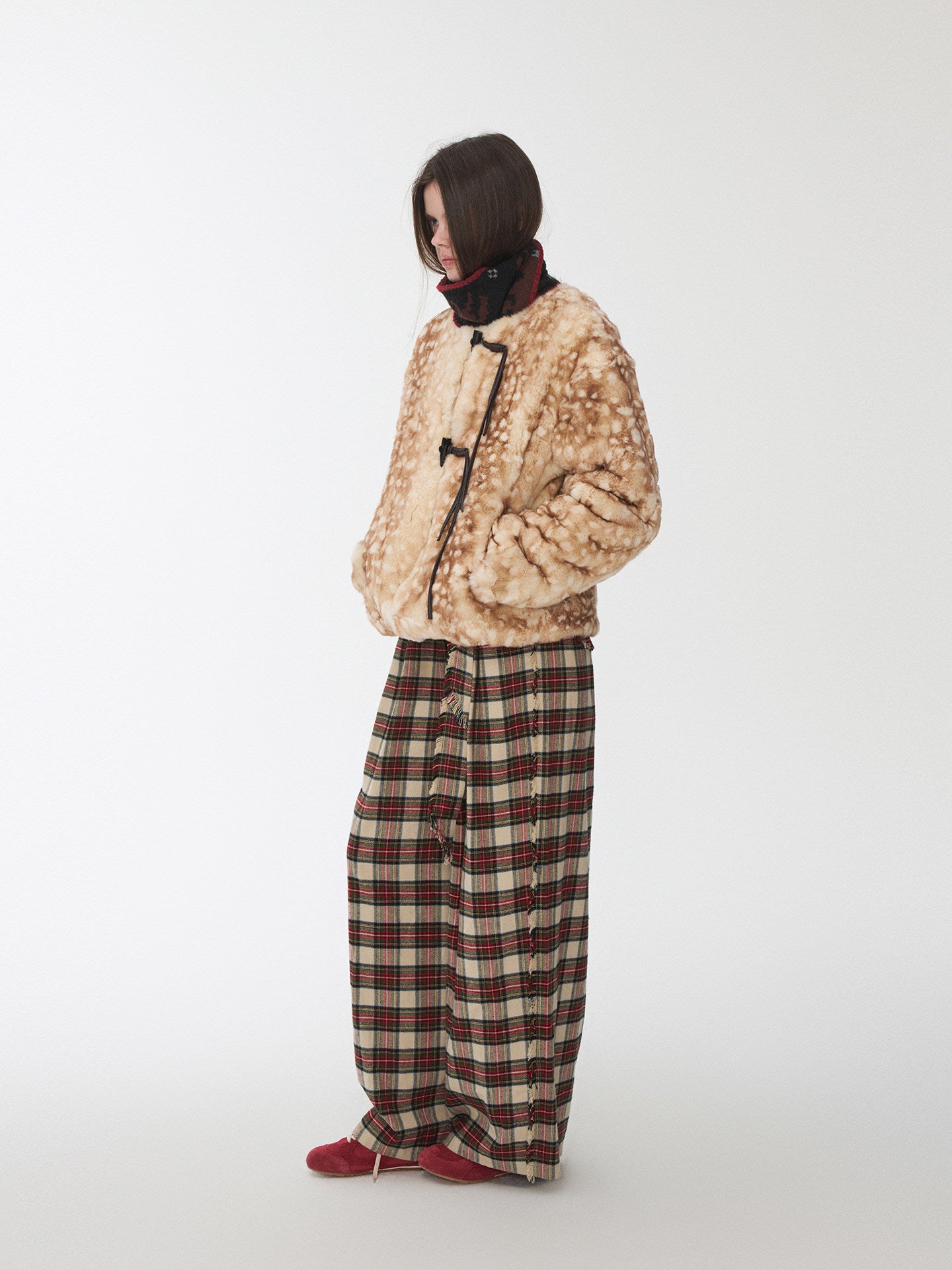 Deer Print Rabbit Fur Coat