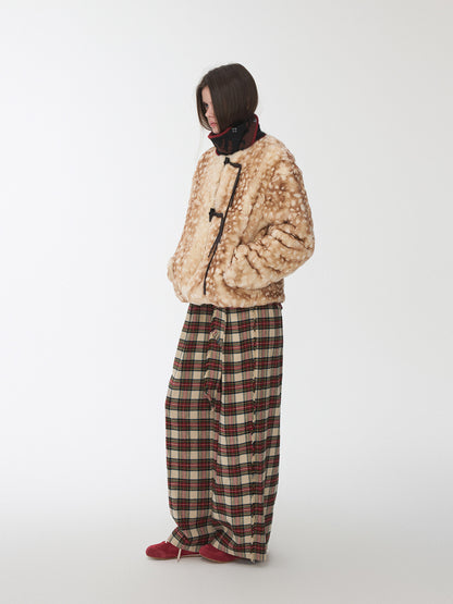 Deer Print Rabbit Fur Coat
