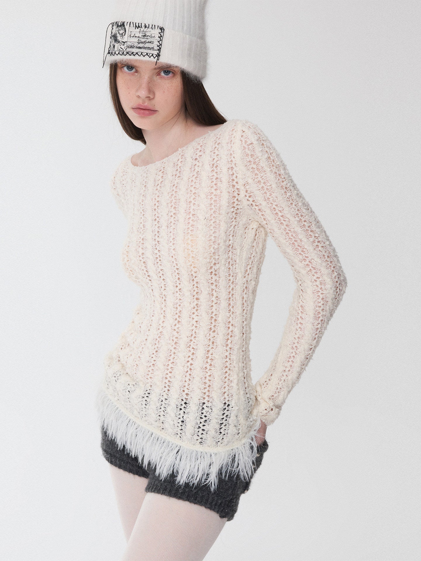 Cable Knit Off-Shoulder Sweater