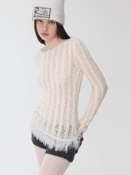 Cable Knit Off-Shoulder Sweater