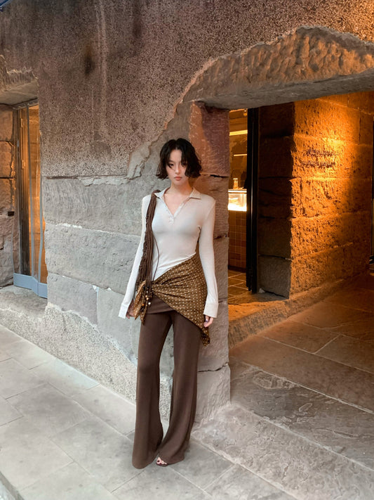 Light Dream Tencel Collared Flare-Sleeve Knit Top – Hong Kong Retro Autumn