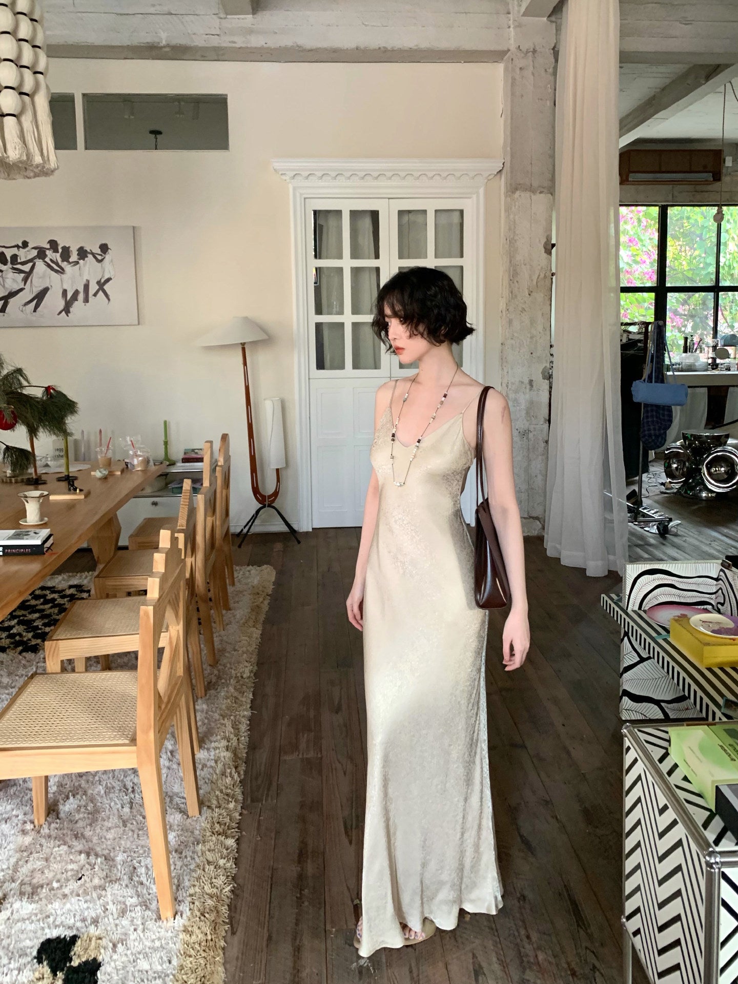 Mountain Wild Spring Jacquard Silk Dress