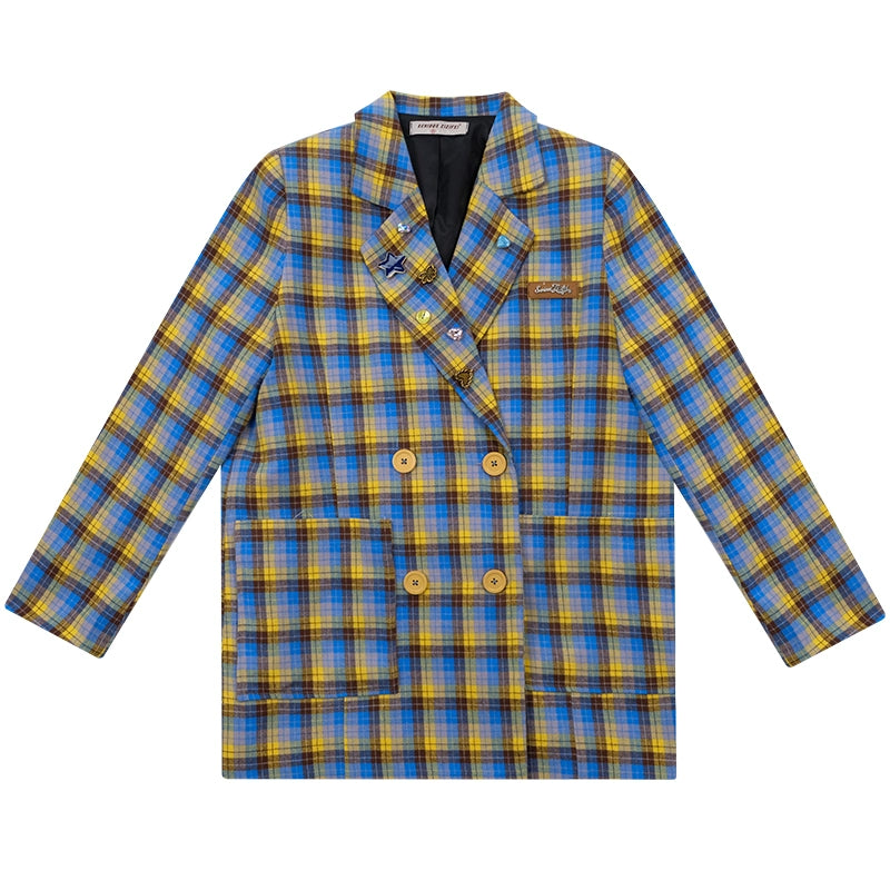 Checkered Casual Suit Coat | High-End Slim Fit Retro Design for Autumn/Winter