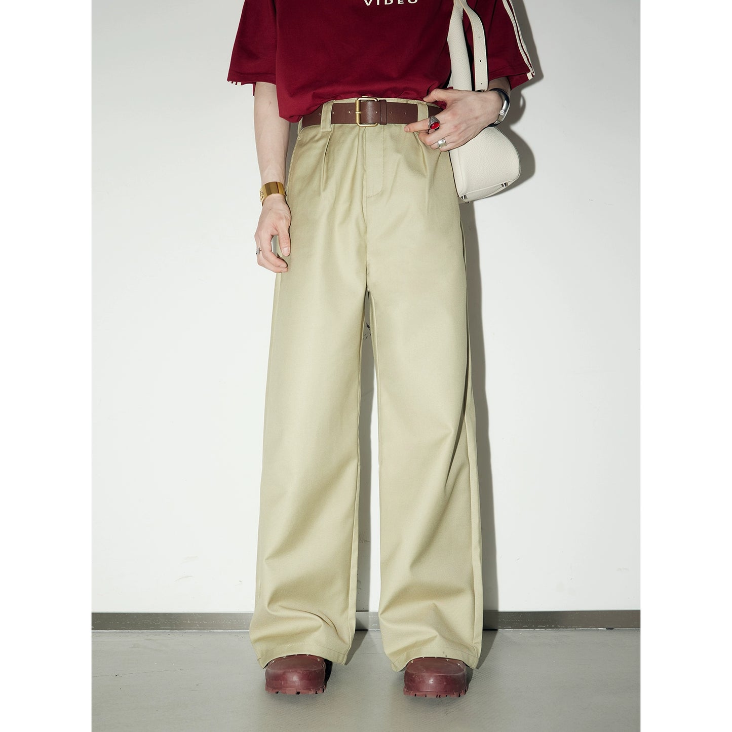 Apricot Twill - Wide Leg Comfortable Pants