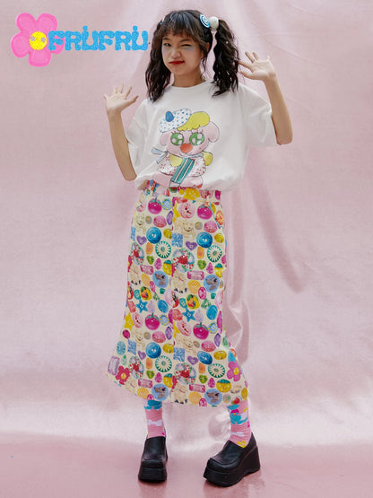 Gollum Store & Happy collaboration original design spring/summer cartoon print energetic girl's skirt
