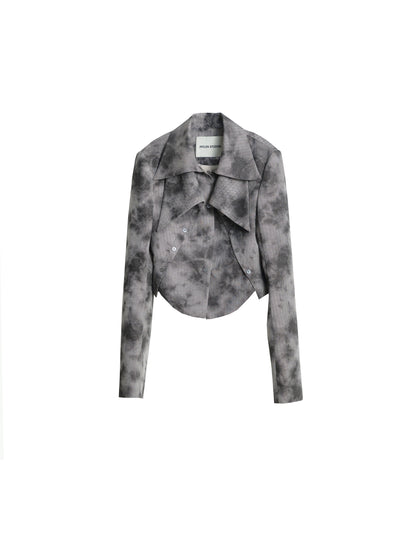Tie Dyed Slim Fit Double Necked Shirt Jacket