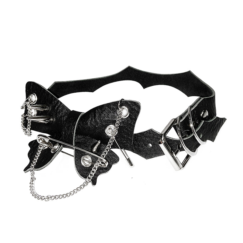 Thorn Butterfly Punk Collar Chocker Black