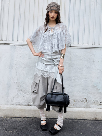 Embroidered Sequin Cape Shirt | Romantic Sun Protection Top
