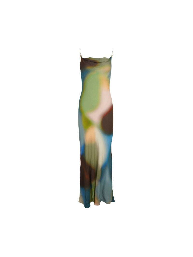 Oil Painting Maxi Slip Dress