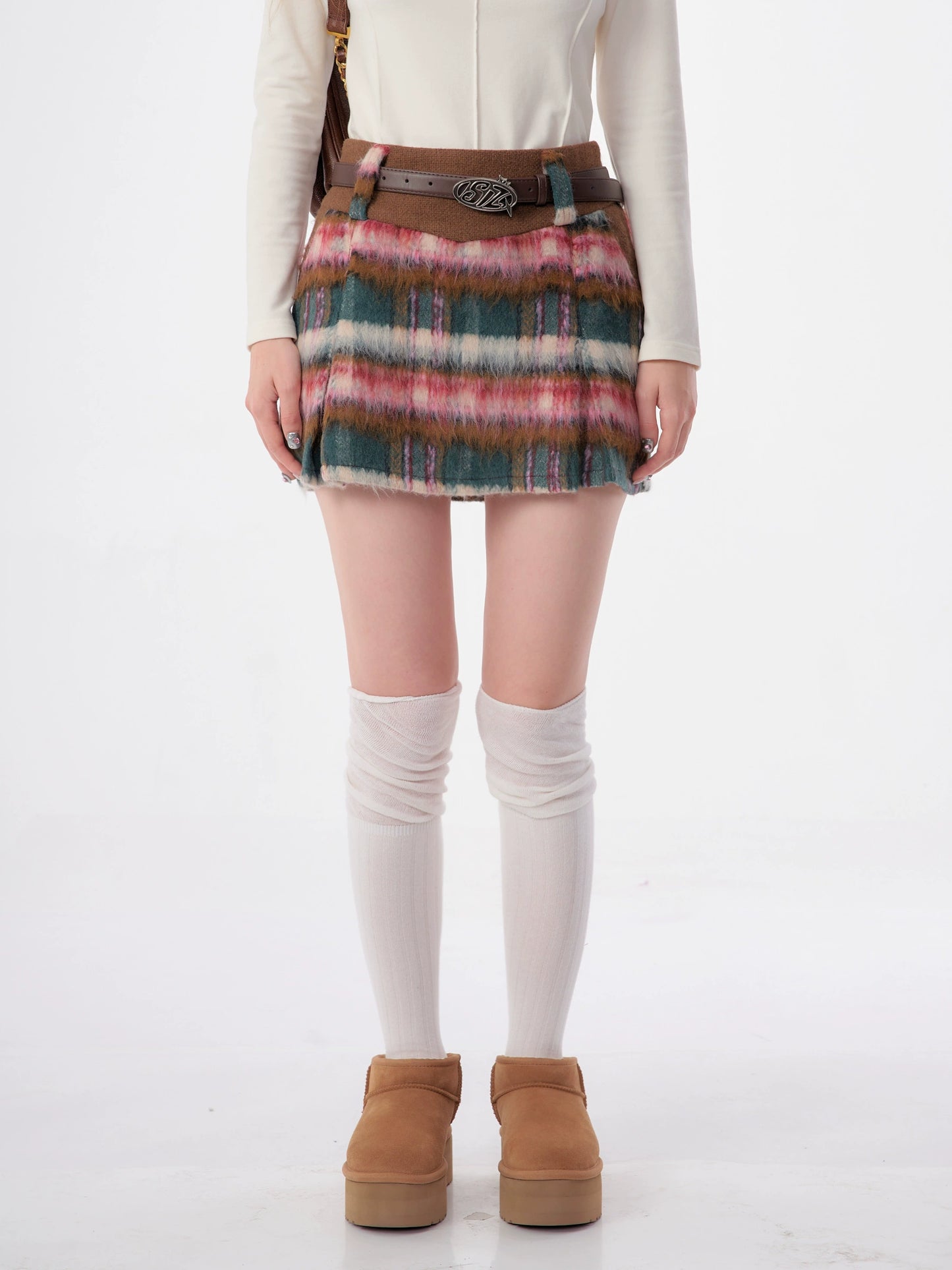 Red Plaid Christmas Skirt | High Waist Wool Slim Fit Design for Winter