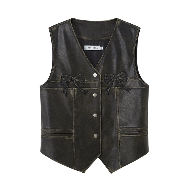 Bowtie Retro - Brushed Leather Vest