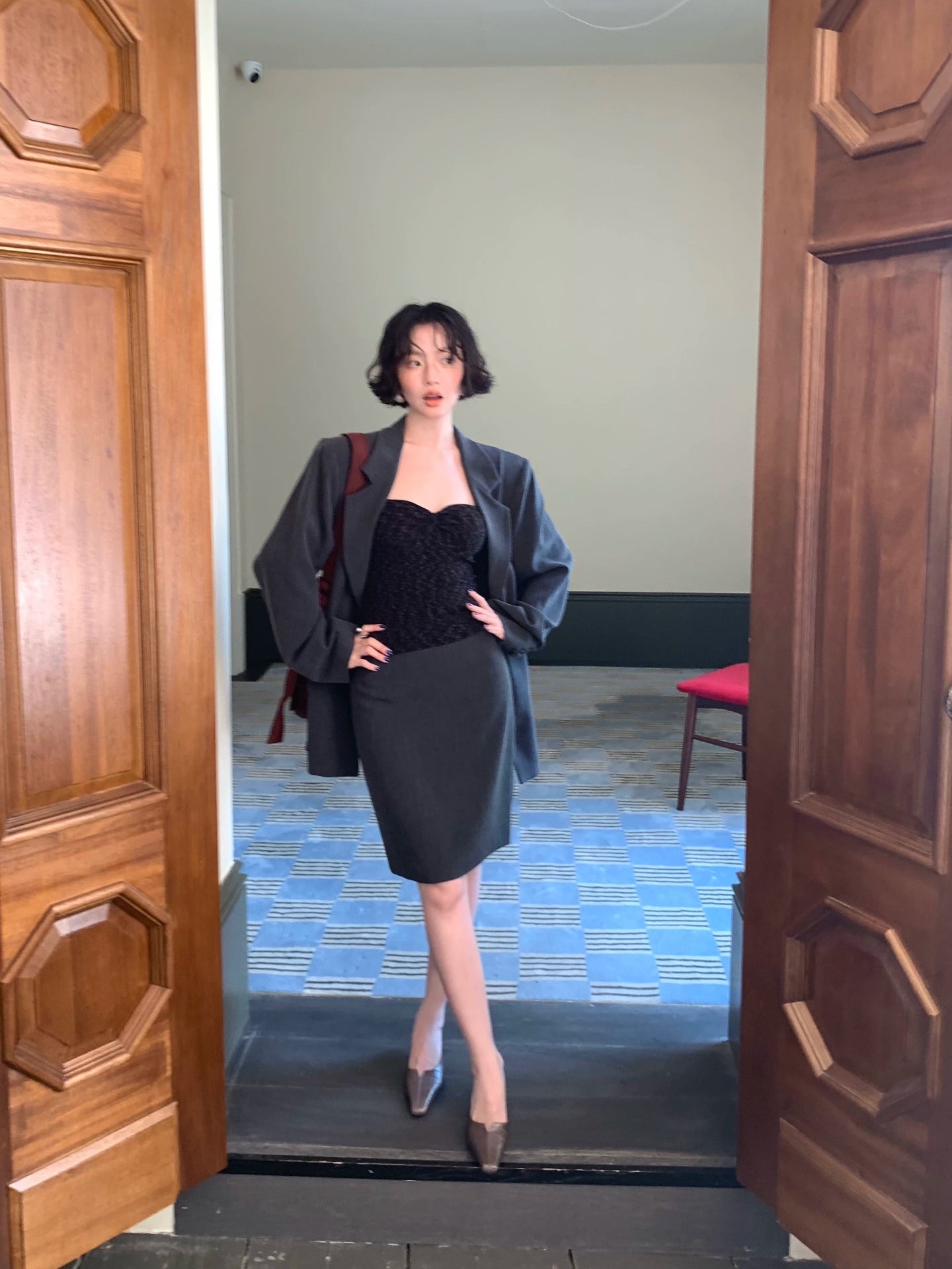 Nishino Twilight High-Waist A-Line Suit Mini Skirt – Hong Kong Retro