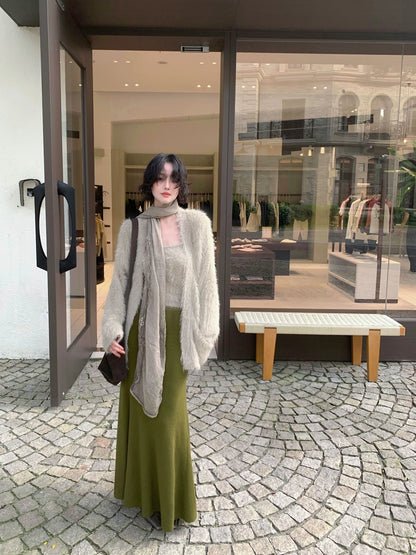 Plush Knit Cardigan Jacket – Hong Kong Retro Autumn/Winter Cozy Fit