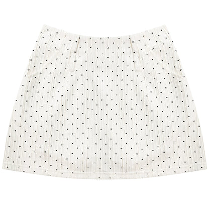 White Polka Dot A-Line Skirt | High Waist Slim Fit Summer Retro Design