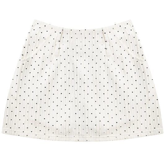 White Polka Dot A-Line Skirt | High Waist Slim Fit Summer Retro Design