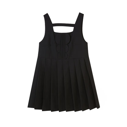 Plisado hueco - Vestido camisola negro