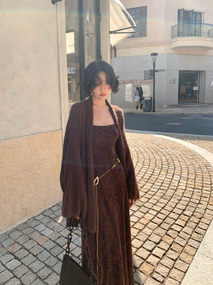 Moonlight over the Pond Rabbit Fur Blend Knit Cardigan – Hong Kong Retro Autumn Cozy Style