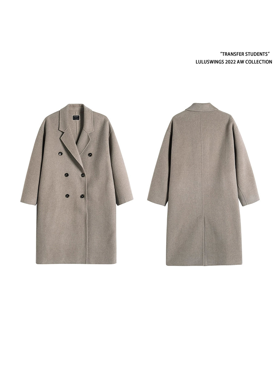 Green Grey Australian Wool Long Coat - Luxury