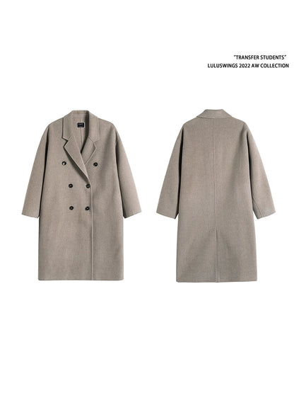 Green Grey Australian Wool Long Coat - Luxury