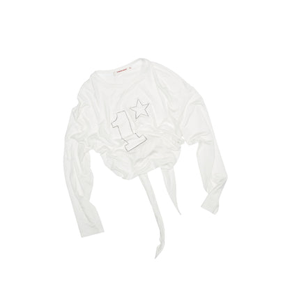 Studded Crew Neck Tee – Loose Fit Vintage Statement Top