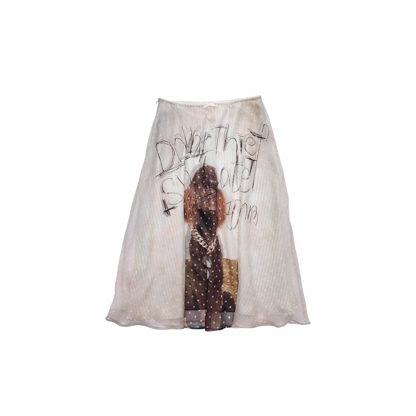 Cat & Dog Print Chiffon Skirt