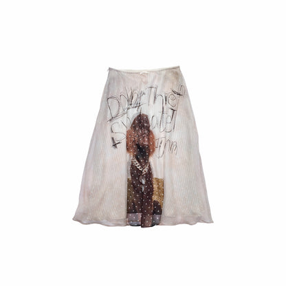 Cat & Dog Print Chiffon Skirt