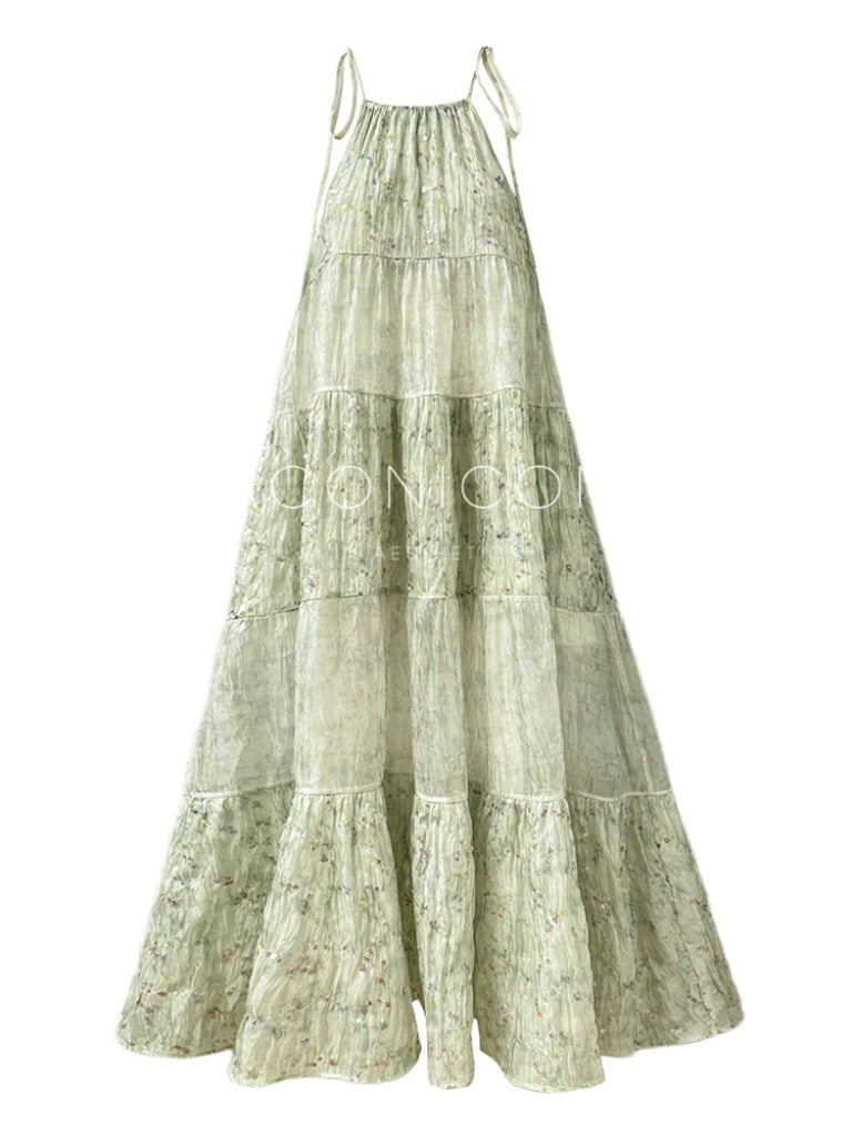 Sequin Halter Resort Maxi Dress Elegant Swing Silhouette - L (L-XL wearable) / Nanchi Chunyu spot fast Sequin Halter Resort Maxi Dress Elegant Swing Silhouette - L (L-XL wearable) / Nanchi Chunyu spot fast