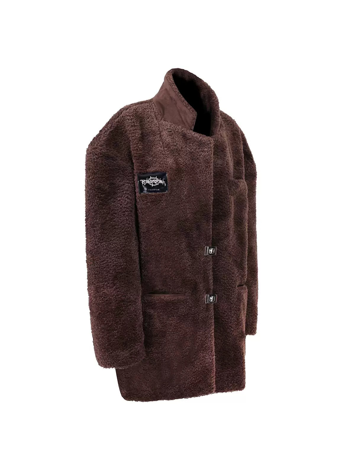 Caramel Suede Genderless Coat – Luxe Fur Loose Silhouette for Warmth