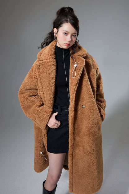 Teddy Bear - Mid-Length Lamb Hair Coat