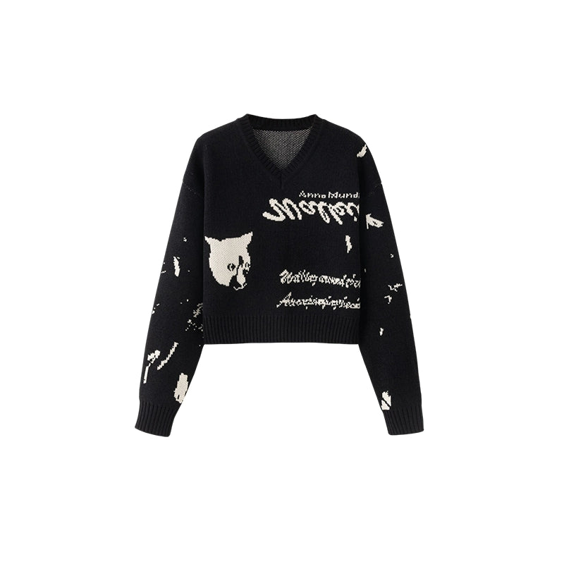 Cat Jacquard Spring Sweater