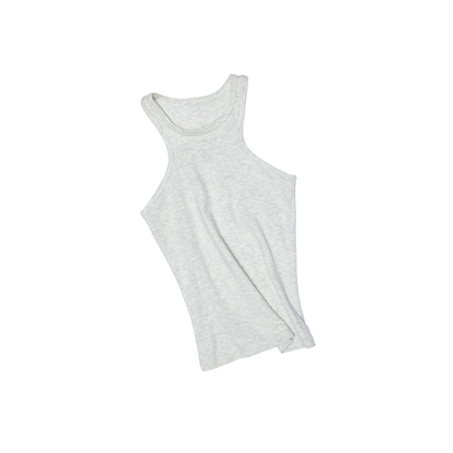 Metallic Floral Racer Vest – Embroidered Slim Fit Sleeveless Crop Top