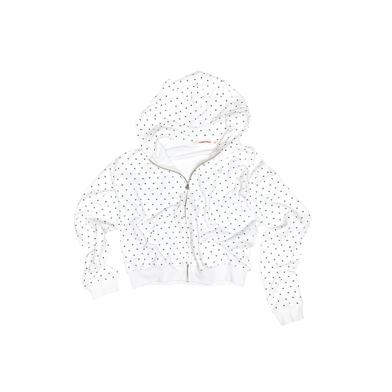 Cat Ear Hoodie Cardigan with Polka Dot Print – Cute and Slim Fit Sweatshirt Jacket