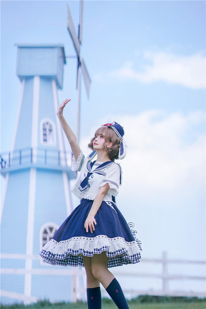 Lolita Bobo Rabbit Navy Style JK Top + Skirt Set