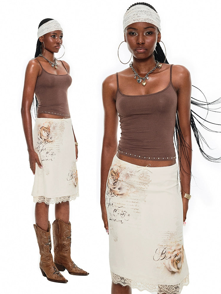 Lace Drape Hip-Hugging Midi Skirt – Lightweight & Wrinkle-Resistant