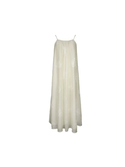 Retro White Moonlight Suspender Dress
