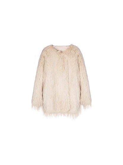 Retro Plush Faux Fur Jacket (Hong Kong Style)
