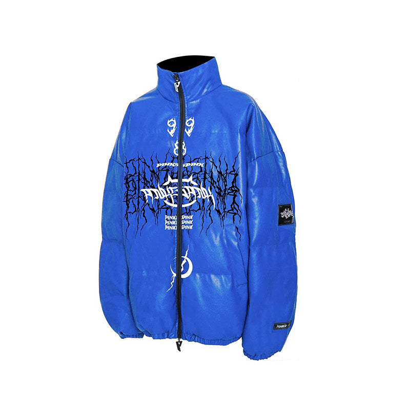 LOGO PU Leather Motorcycle Jacket – Unisex Y2K Street Fit