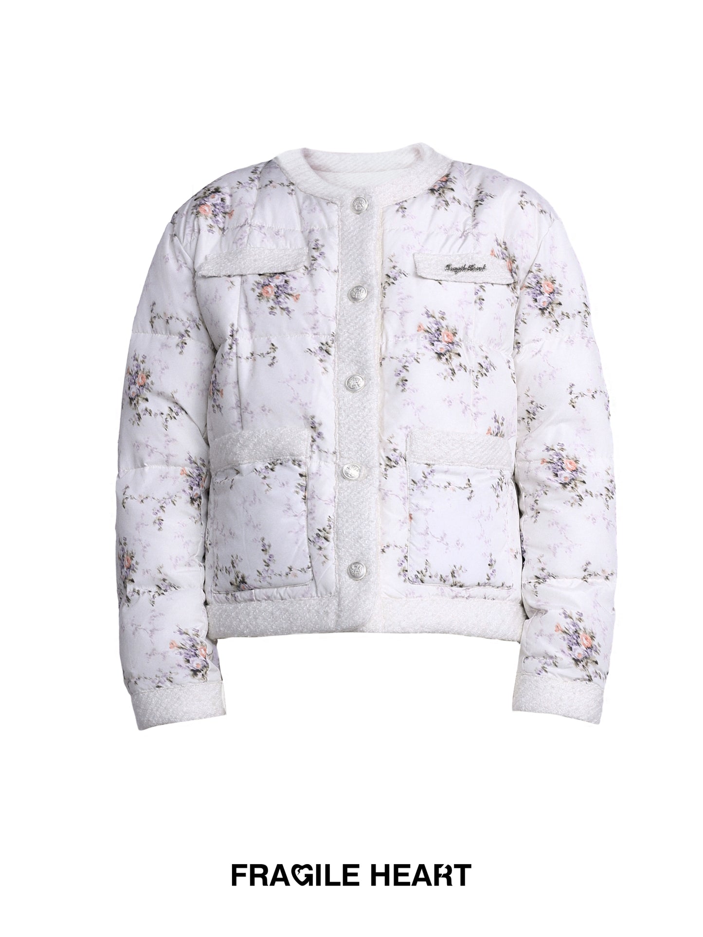 White Tower Rose Patchwork Cotton Jacket